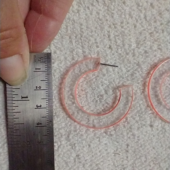 Orange clear post earrings no backs - Picture 2 of 3